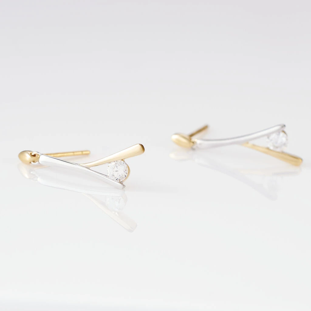 Boucles D'oreilles Pendantes Formev Or Bicolore Oxyde De Zirconium 5 Boucles D'oreilles Pendantes Formev Or Bicolore Oxyde De Zirconium – Image 3