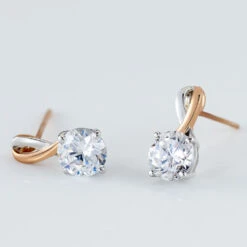 Boucles D'oreilles Pendantes Micheline Or Bicolore Oxyde De Zirconium -Garmin Soldes B3OF2ZW304 view2