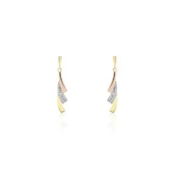 Boucles D'oreilles Pendantes Ainhoa Or Tricolore Diamant