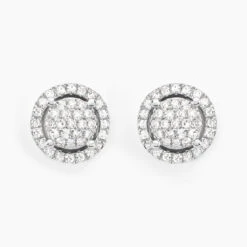 Boucles D'oreilles Puces Soleil D'hiver Or Blanc Diamant