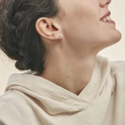 Boucles D'oreilles Puces Aelis Or Blanc Diamant -Garmin Soldes B3OFBDW493 model0