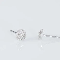 Boucles D'oreilles Puces Domitia Or Blanc Diamant -Garmin Soldes B3OFBDW578 view2