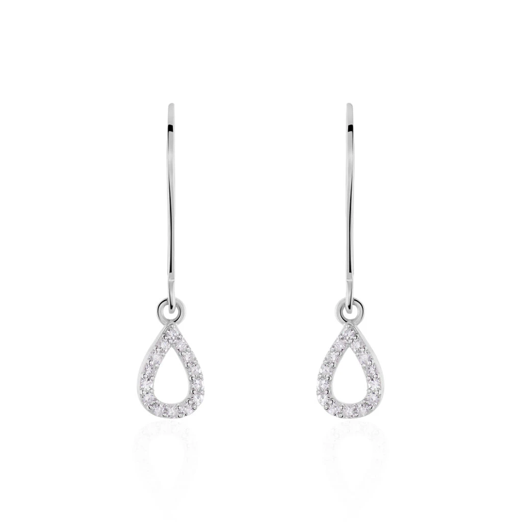 Boucles D'oreilles Pendantes Ursela Or Blanc Diamant 3 Boucles D'oreilles Pendantes Ursela Or Blanc Diamant