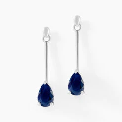 Boucles D'oreilles Pendantes Goutte Or Blanc Saphir