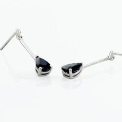 Boucles D'oreilles Pendantes Goutte Or Blanc Saphir -Garmin Soldes B3OFBSB018 view2