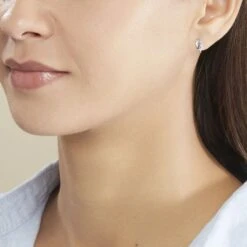 Boucles D'oreilles Puces Rosalyne Or Blanc Saphir Et Diamant -Garmin Soldes B3OFBSB214 model0