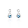 Boucles D'oreilles Puces Augusta Or Blanc Topaze Et Oxyde De Zirconium