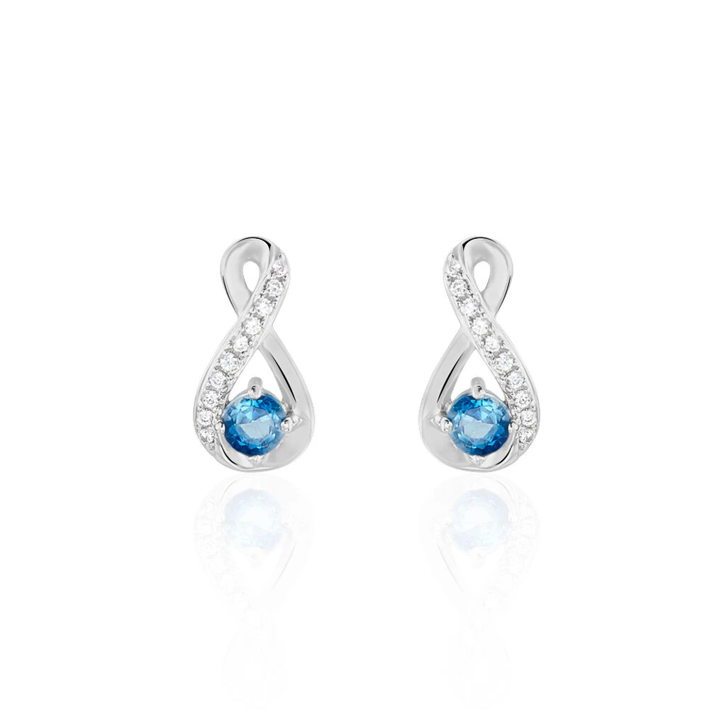 Boucles D'oreilles Puces Augusta Or Blanc Topaze Et Oxyde De Zirconium 3 Boucles D'oreilles Puces Augusta Or Blanc Topaze Et Oxyde De Zirconium