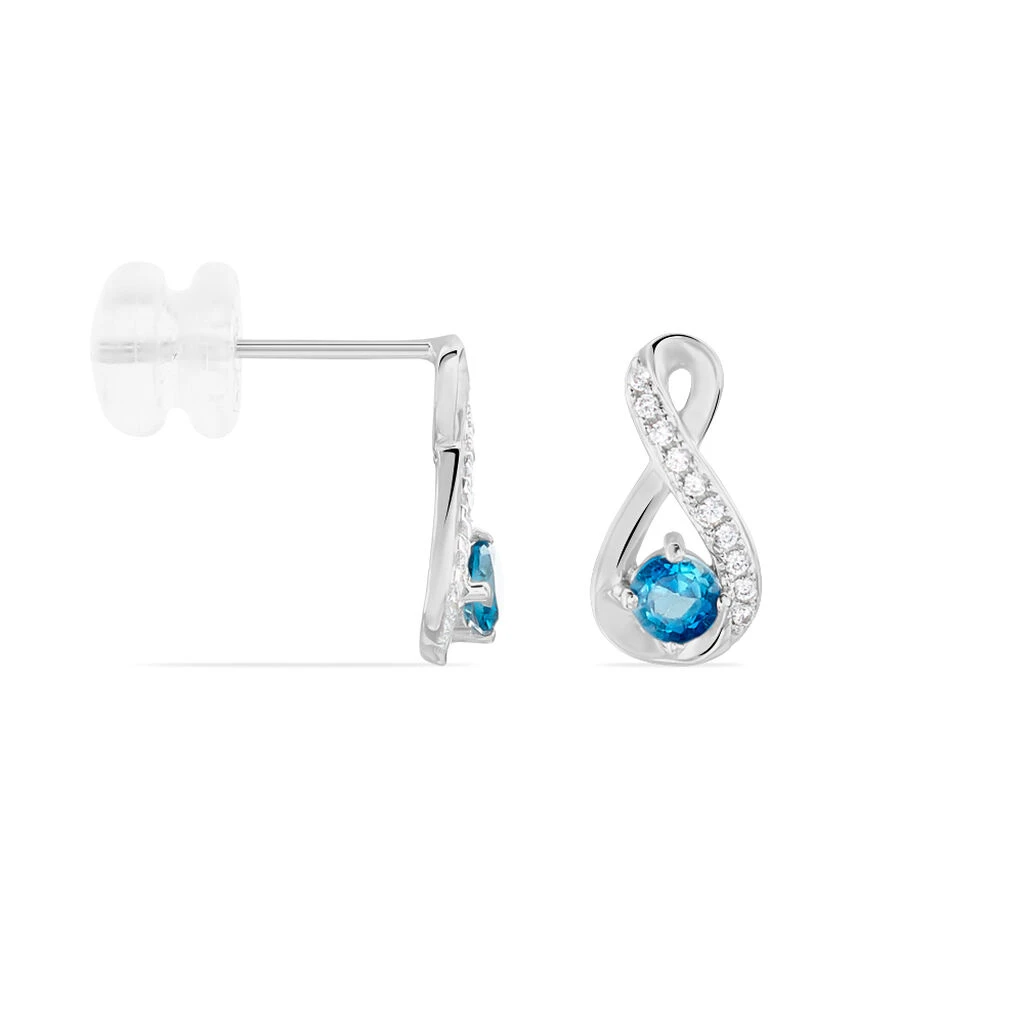 Boucles D'oreilles Puces Augusta Or Blanc Topaze Et Oxyde De Zirconium 4 Boucles D'oreilles Puces Augusta Or Blanc Topaze Et Oxyde De Zirconium – Image 2