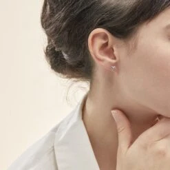 Boucles D'oreilles Puces Luann Or Blanc Topaze -Garmin Soldes B3OFBTB004 model0