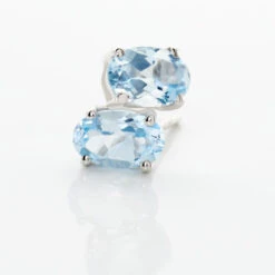 Boucles D'oreilles Puces Elea Serti Griffe Or Blanc Topaze -Garmin Soldes B3OFBTB009 view2