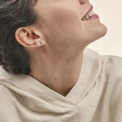 Boucles D'oreilles Puces Vrille Ovale Or Blanc Topaze -Garmin Soldes B3OFBTB010 model0