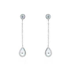 Boucles D'oreilles Pendantes Brenda Or Blanc Topaze