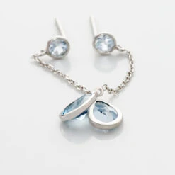 Boucles D'oreilles Pendantes Brenda Or Blanc Topaze -Garmin Soldes B3OFBTB011 view2