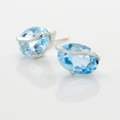 Boucles D'oreilles Puces Prudencia Or Blanc Topaze -Garmin Soldes B3OFBTB017 view2