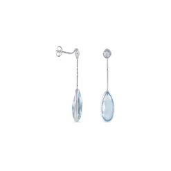 Boucles D'oreilles Pendantes Sela Or Blanc Topaze Et Sans -Garmin Soldes B3OFBTB026 view1