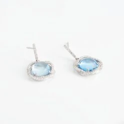 Boucles D'oreilles Puces Marie-jacqueline Or Blanc Topaze Et Diamant -Garmin Soldes B3OFBTB383 view2