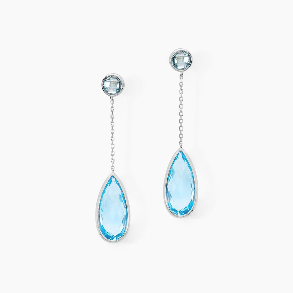 Boucles D'oreilles Pendantes Dennis Or Blanc Topaze 3 Boucles D'oreilles Pendantes Dennis Or Blanc Topaze