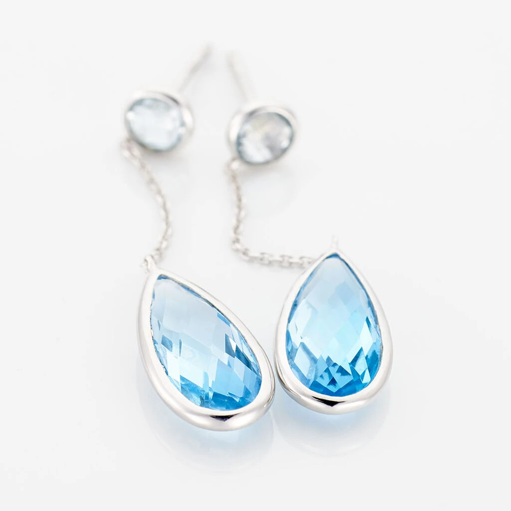 Boucles D'oreilles Pendantes Dennis Or Blanc Topaze 5 Boucles D'oreilles Pendantes Dennis Or Blanc Topaze – Image 3