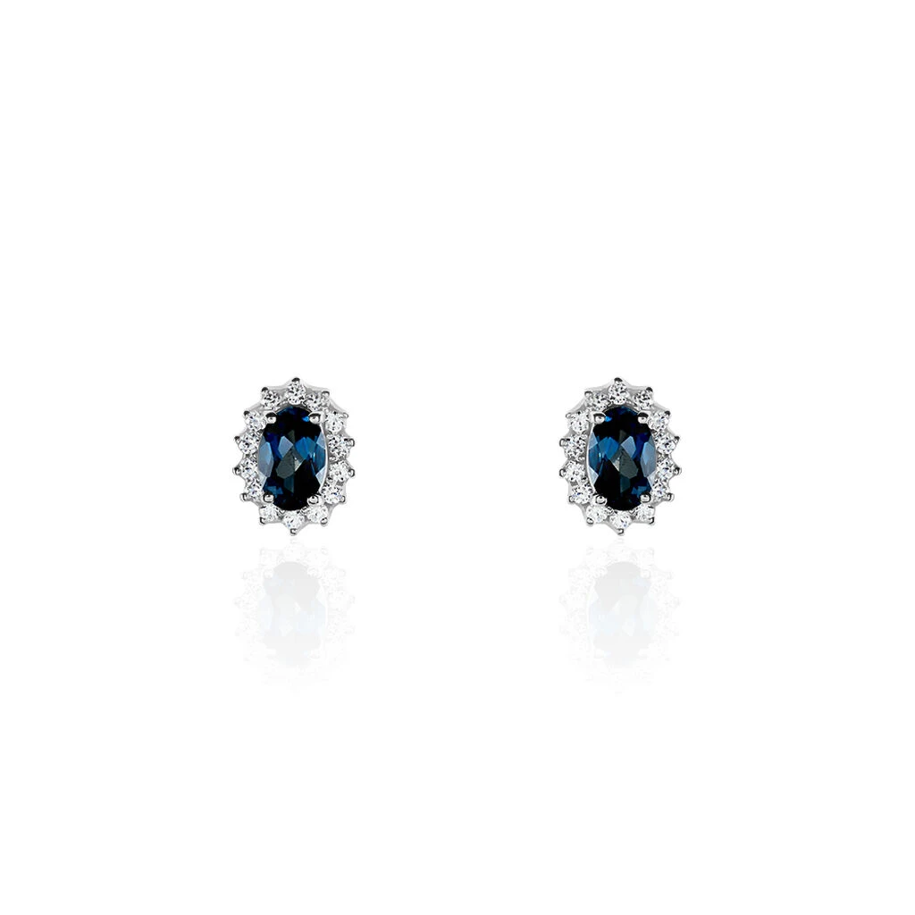 Boucles D'oreilles Or Blanc Quintilla Topazes London Blue Et Oxydes 3 Boucles D'oreilles Or Blanc Quintilla Topazes London Blue Et Oxydes