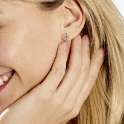 Boucles D'oreilles Sagesse Or Blanc Topaze Oxyde -Garmin Soldes B3OFBTB551 model0