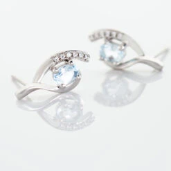 Boucles D'oreilles Sagesse Or Blanc Topaze Oxyde -Garmin Soldes B3OFBTB551 view2