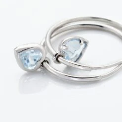 Créoles Or Blanc Topaze Azur -Garmin Soldes B3OFBTB556 view2