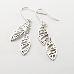 Boucles D'oreilles Pendantes Bartolomea Feuille Or Blanc -Garmin Soldes B3OFBW0169 view2