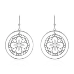 Boucles D'oreilles Puces Trefle Or Blanc