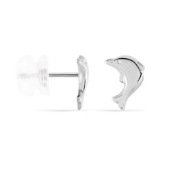 Boucles D'oreilles Puces Fulvie Dauphin 5 Or Blanc -Garmin Soldes B3OFBW0254 view1