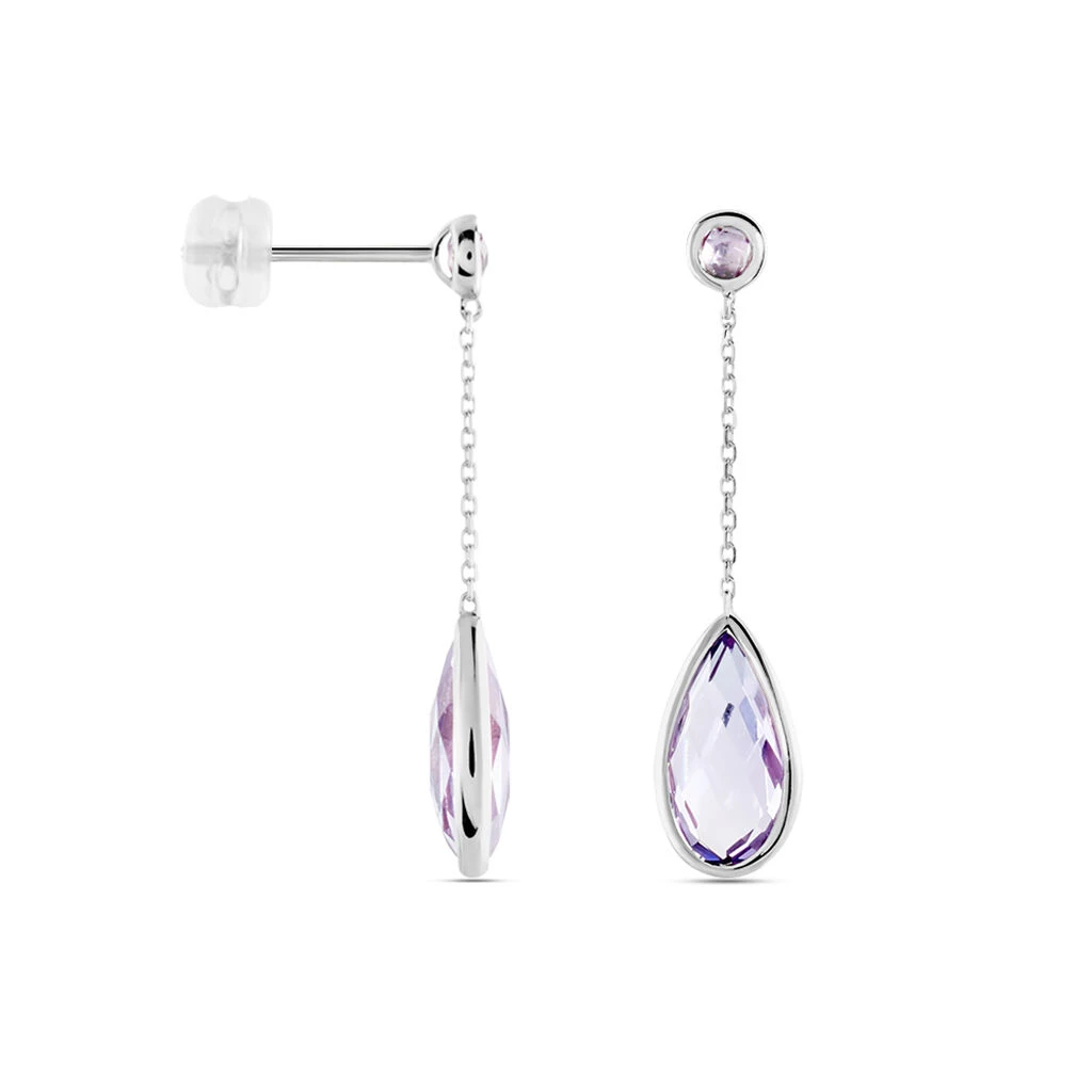 Boucles D'oreilles Pendantes Dennis Or Blanc Amethyste 4 Boucles D'oreilles Pendantes Dennis Or Blanc Amethyste – Image 2