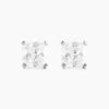 Boucles D'oreilles Puces Doreen Carre Or Blanc Oxyde De Zirconium