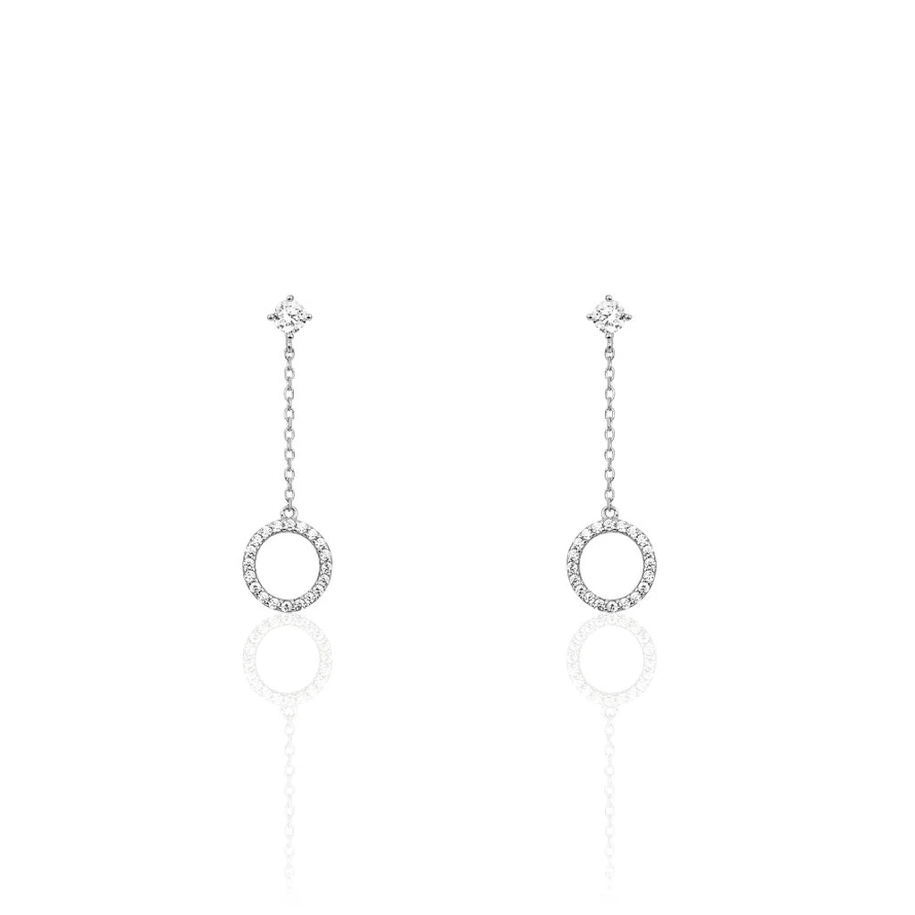 Boucles D'oreilles Pendantes Lim Or Blanc Oxyde De Zirconium 3 Boucles D'oreilles Pendantes Lim Or Blanc Oxyde De Zirconium