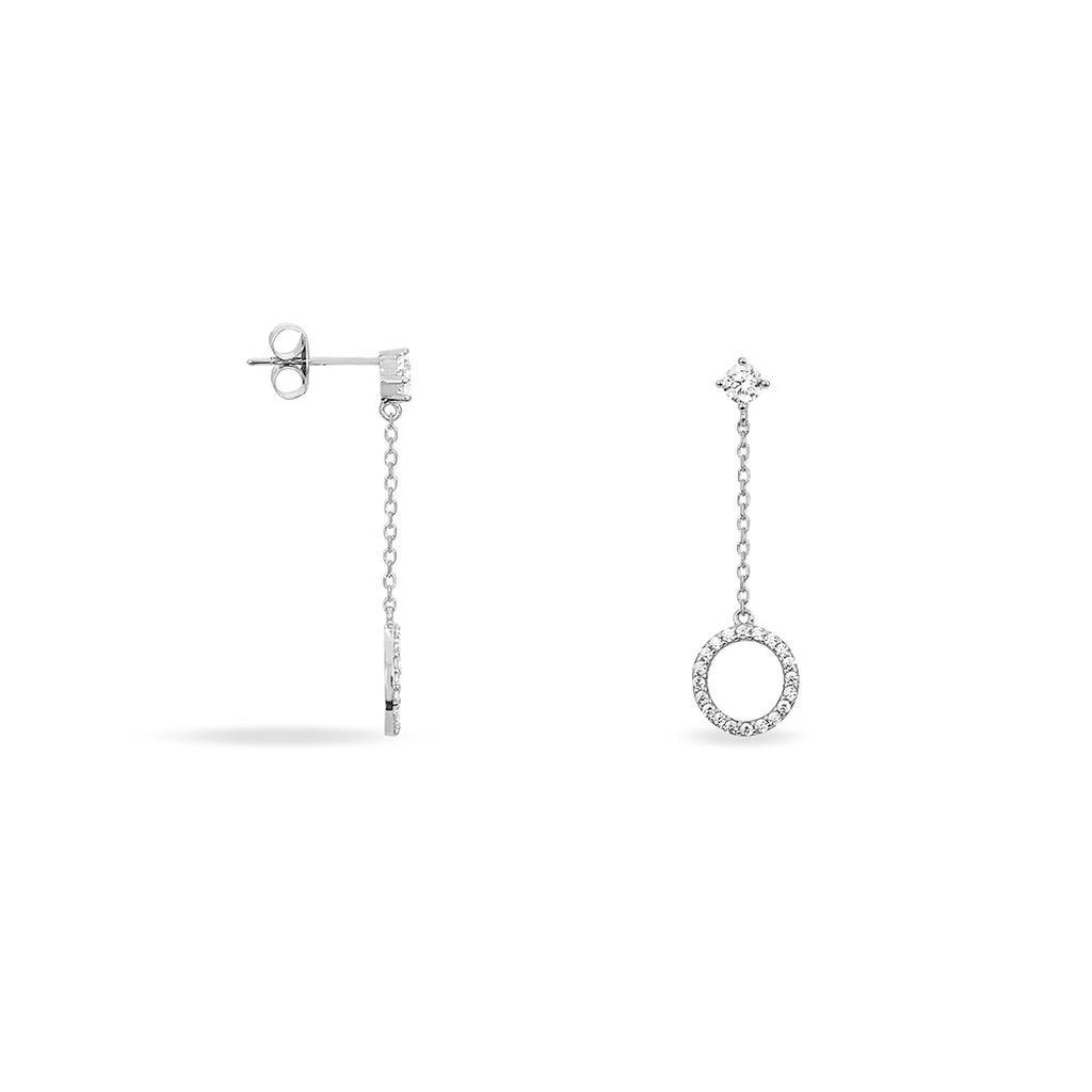 Boucles D'oreilles Pendantes Lim Or Blanc Oxyde De Zirconium 4 Boucles D'oreilles Pendantes Lim Or Blanc Oxyde De Zirconium – Image 2