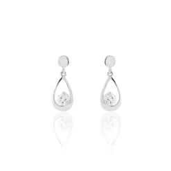 Boucles D'oreilles Pendantes Phaenna Or Blanc Oxyde De Zirconium