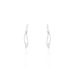 Boucles D'oreilles Pendantes Ysanna Or Blanc Oxyde De Zirconium