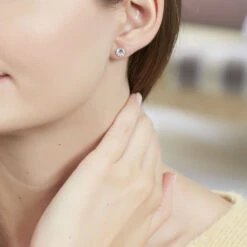 Boucles D'oreilles Puces Eddie Or Blanc Oxyde De Zirconium -Garmin Soldes B3OFBZW390 model0