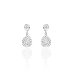 Boucles D'oreilles Pendantes Or Blanc Oxyde De Zirconium