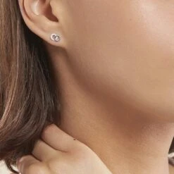 Boucles D'oreilles Puces Edmee Double Cercles Or Blanc Oxyde -Garmin Soldes B3OFBZW443 model0