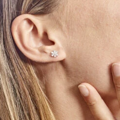 Boucles D'oreilles Puces Maelane Or Blanc Oxyde De Zirconium -Garmin Soldes B3OFBZW577 model0