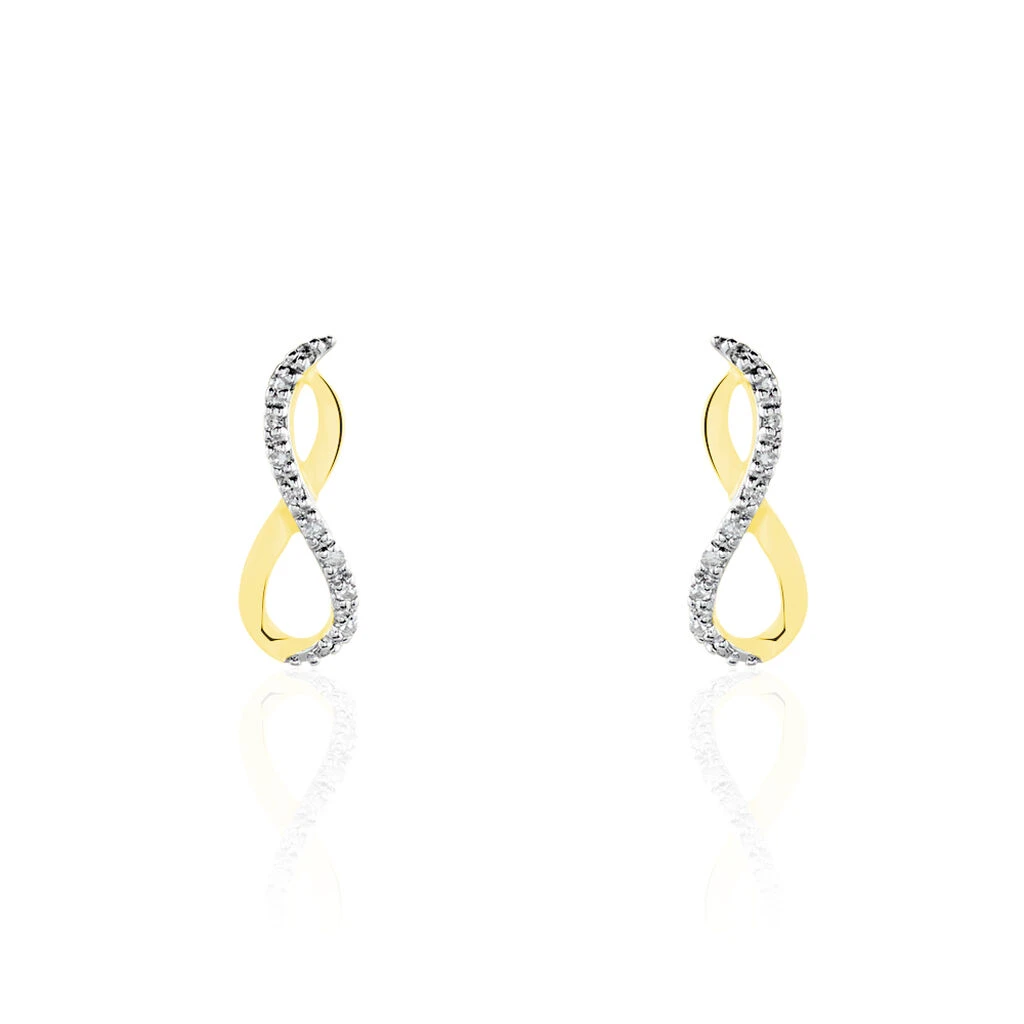 Boucles D'oreilles Puces Samy Or Jaune Diamant 3 Boucles D'oreilles Puces Samy Or Jaune Diamant