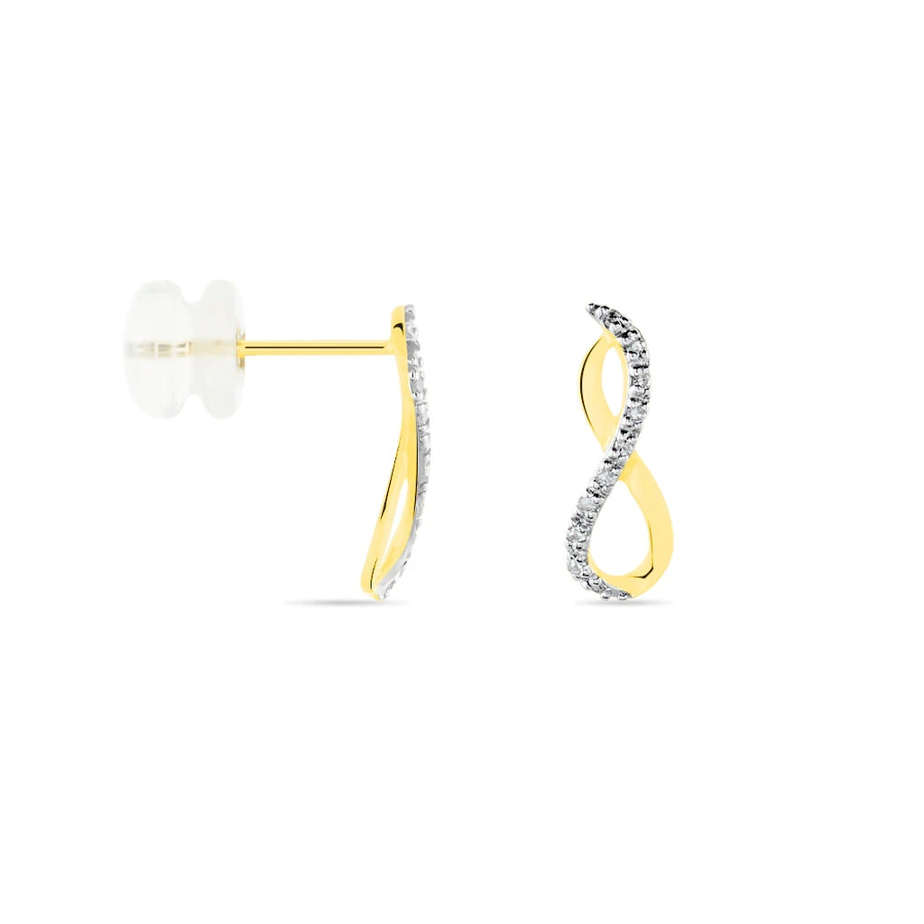 Boucles D'oreilles Puces Samy Or Jaune Diamant 4 Boucles D'oreilles Puces Samy Or Jaune Diamant – Image 2