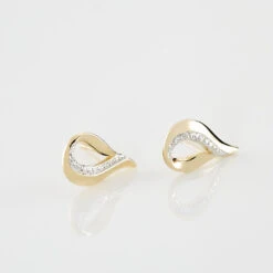 Boucles D'oreilles Puces Goccie Or Jaune Diamant -Garmin Soldes B3OFJDW194 view2