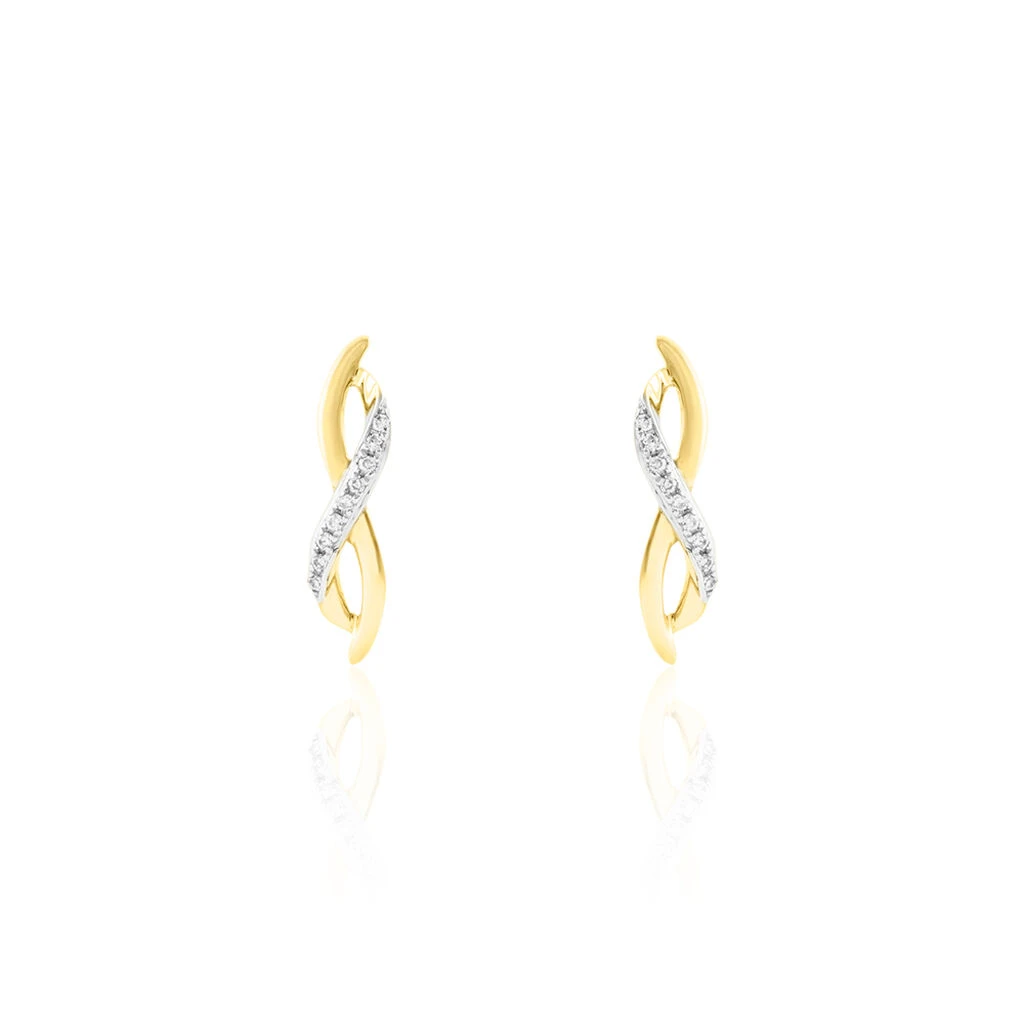 Boucles D'oreilles Puces Smina Or Jaune Diamant 3 Boucles D'oreilles Puces Smina Or Jaune Diamant