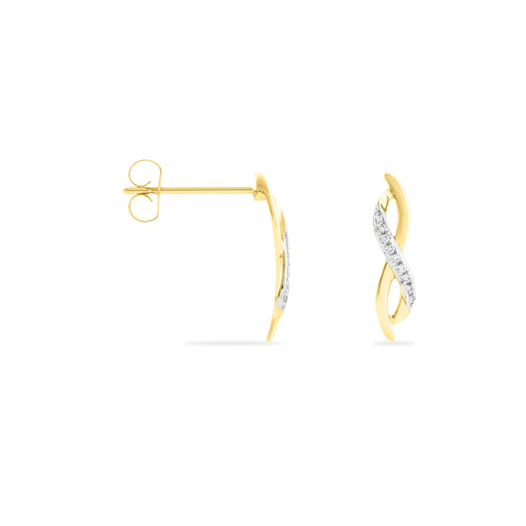 Boucles D'oreilles Puces Smina Or Jaune Diamant 4 Boucles D'oreilles Puces Smina Or Jaune Diamant – Image 2