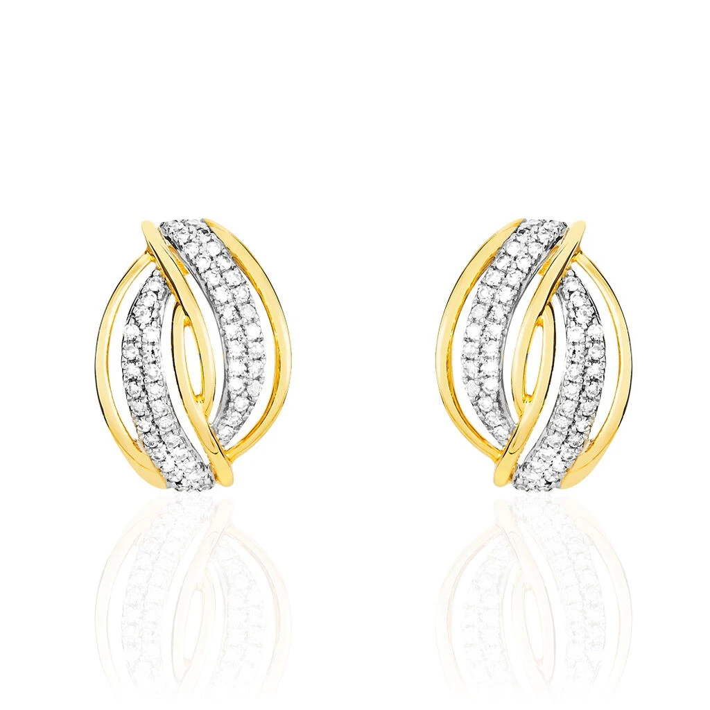 Boucles D'oreilles Puces Enora Or Jaune Diamant 3 Boucles D'oreilles Puces Enora Or Jaune Diamant