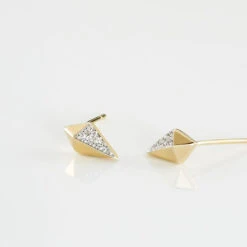 Boucles D'oreilles Puces Lizia Or Jaune Diamant -Garmin Soldes B3OFJDW448 view2