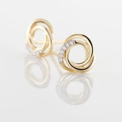 Boucles D'oreilles Puces Syrena Or Jaune Diamant -Garmin Soldes B3OFJDW593 view2
