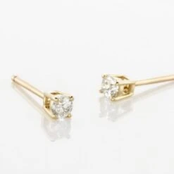 Boucles D'oreilles Puces Victoria Or Jaune Diamant -Garmin Soldes B3OFJDW634 view2