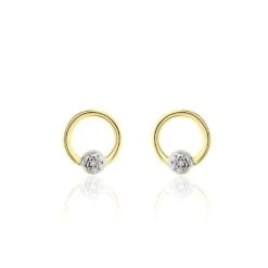 Boucles D'oreilles Puces Gisa Jaune Diamant Blanc
